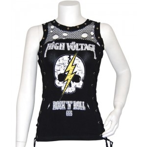 High Völtage Girls Mesh Metal Top